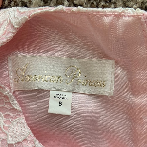 Pink dress Elegant Pink Lace Kids Dress T5 - Picture 4 of 9